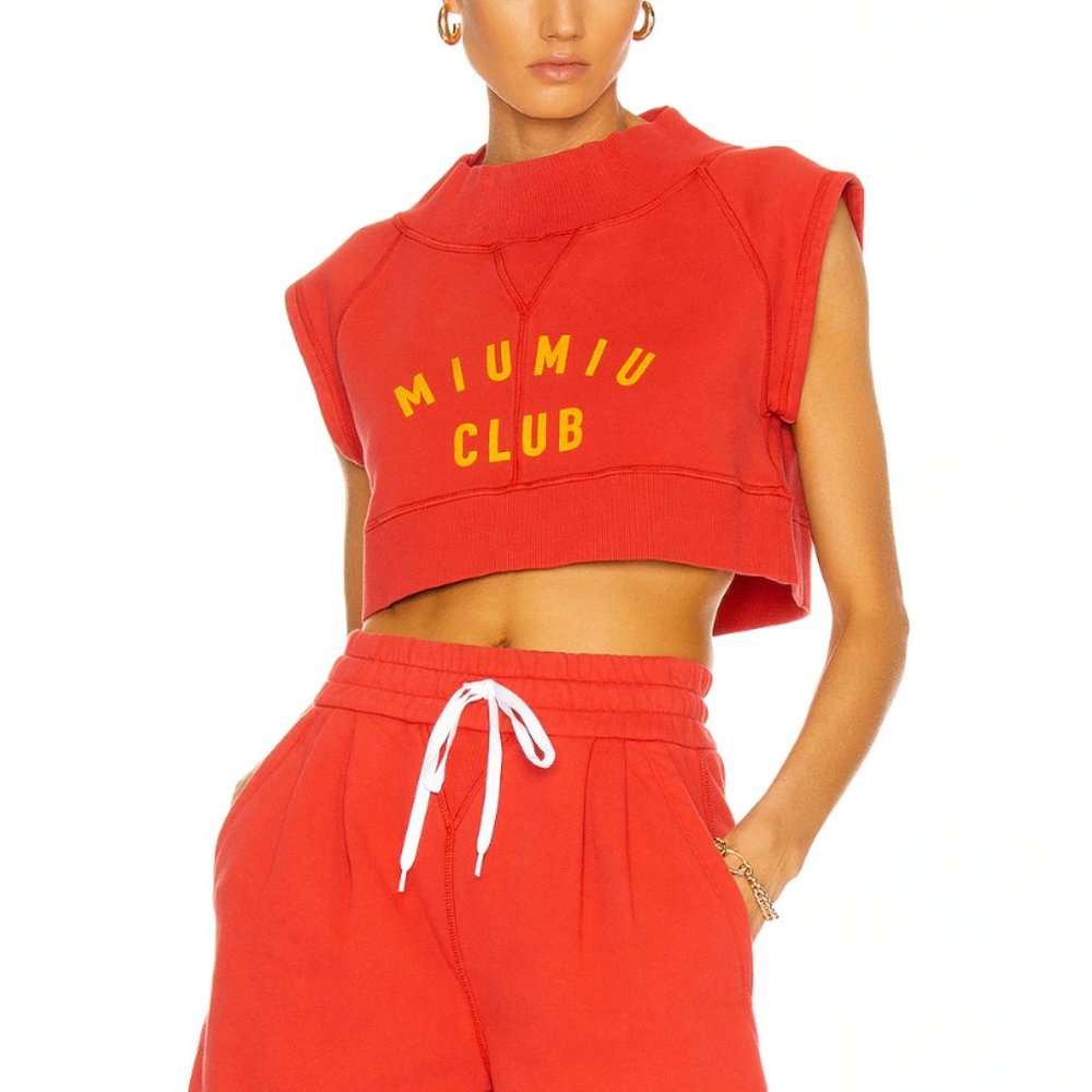 Mui Mui COTTON FLEECE CROP TOP AND SHORTS